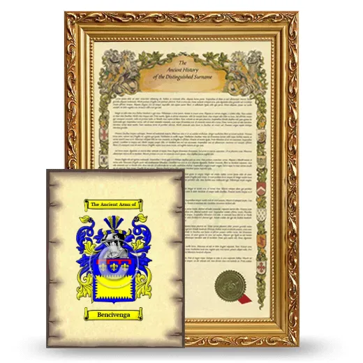 Bencivenga Framed History and Coat of Arms Print - Gold