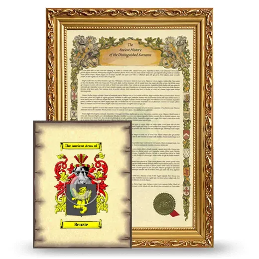 Benzie Framed History and Coat of Arms Print - Gold