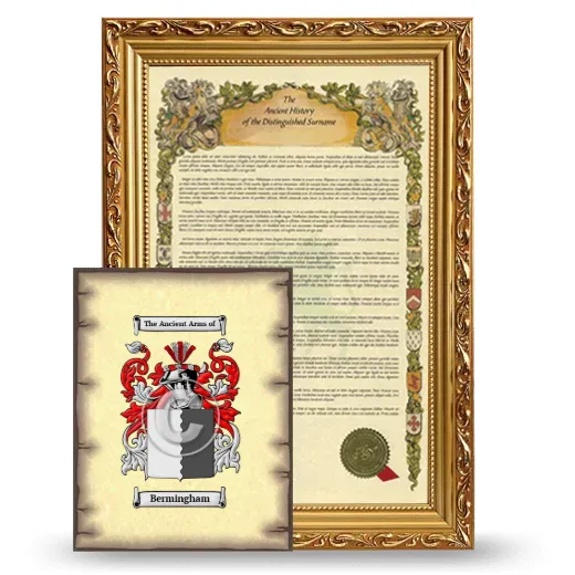 Bermingham Framed History and Coat of Arms Print - Gold