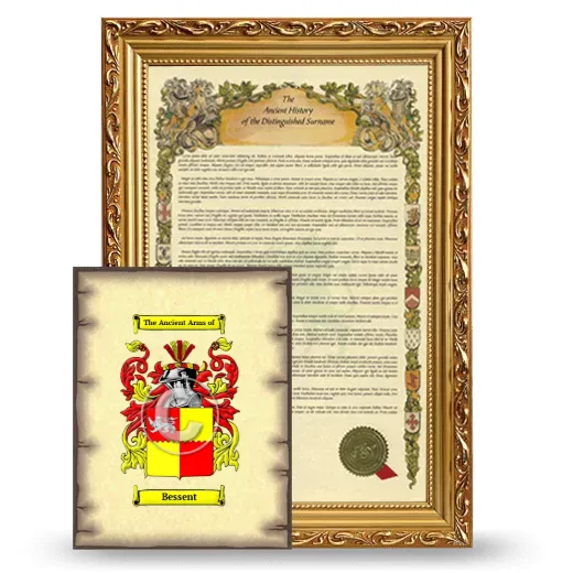 Bessent Framed History and Coat of Arms Print - Gold