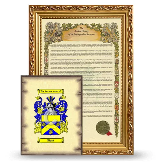 Bigot Framed History and Coat of Arms Print - Gold