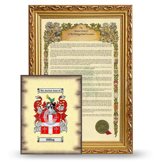 Billing Framed History and Coat of Arms Print - Gold