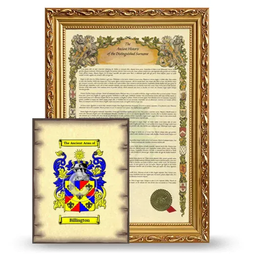 Billington Framed History and Coat of Arms Print - Gold