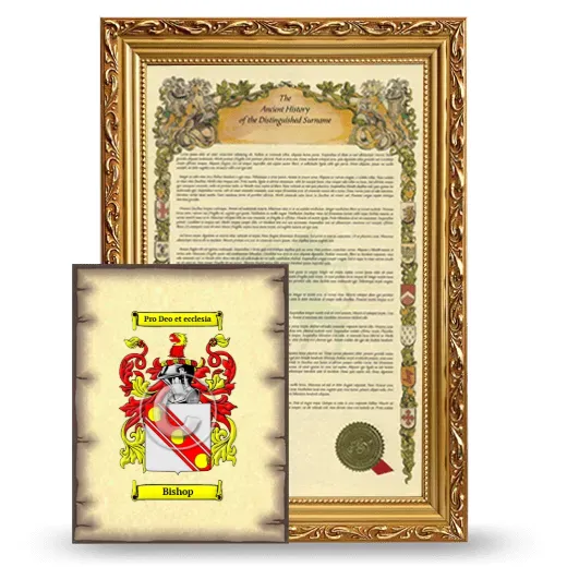 Bishop Framed History and Coat of Arms Print - Gold