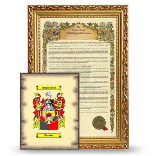 Bonner Framed History and Coat of Arms Print - Gold