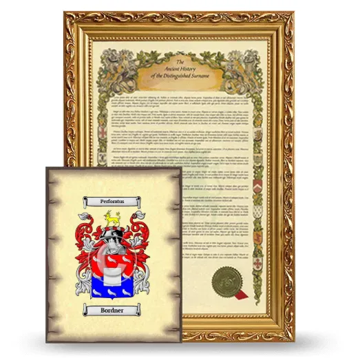 Bordner Framed History and Coat of Arms Print - Gold