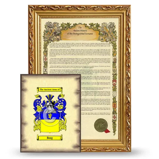 Borg Framed History and Coat of Arms Print - Gold
