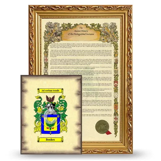 Bouker Framed History and Coat of Arms Print - Gold