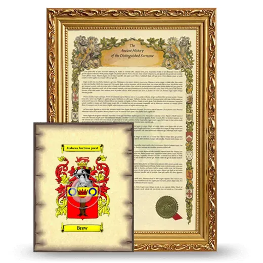 Brew Framed History and Coat of Arms Print - Gold