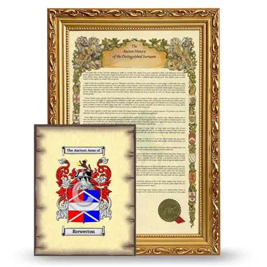 Brewerton Framed History and Coat of Arms Print - Gold