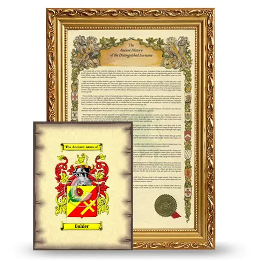 Buhler Framed History and Coat of Arms Print - Gold