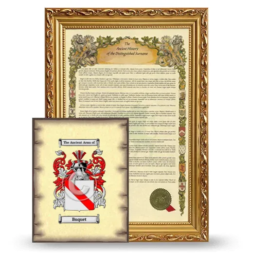 Buquet Framed History and Coat of Arms Print - Gold