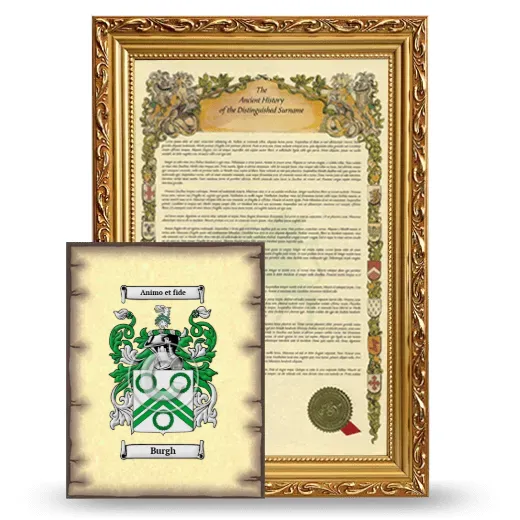 Burgh Framed History and Coat of Arms Print - Gold