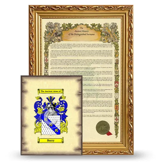 Burry Framed History and Coat of Arms Print - Gold