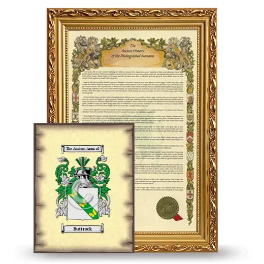 Buttrock Framed History and Coat of Arms Print - Gold