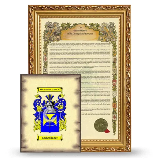 Cadwallader Framed History and Coat of Arms Print - Gold