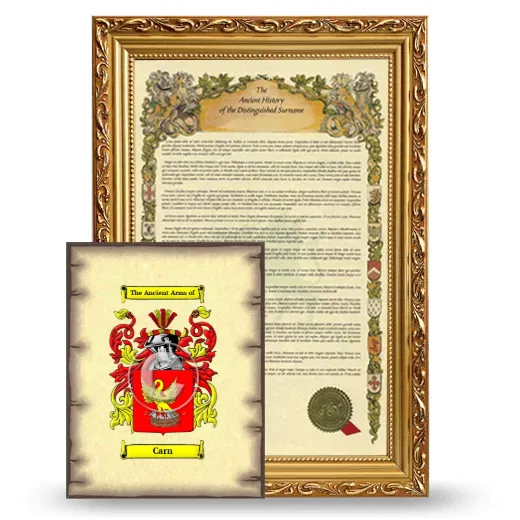 Carn Framed History and Coat of Arms Print - Gold