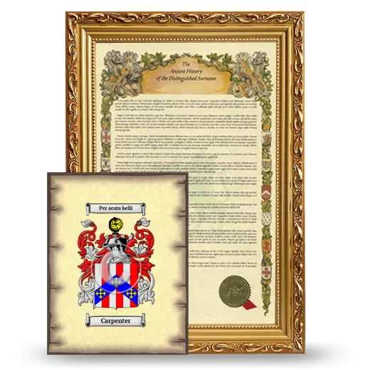 Carpenter Framed History and Coat of Arms Print - Gold