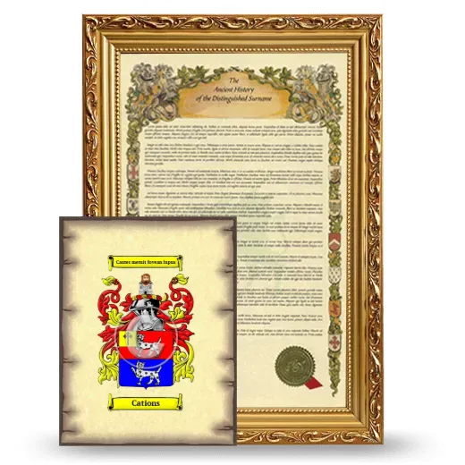 Cations Framed History and Coat of Arms Print - Gold