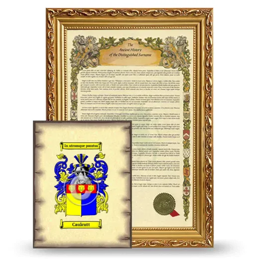 Caulcutt Framed History and Coat of Arms Print - Gold