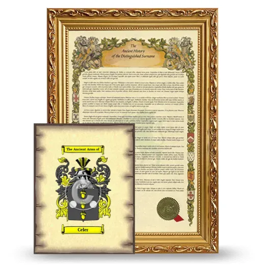 Celer Framed History and Coat of Arms Print - Gold