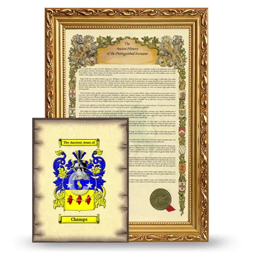 Champs Framed History and Coat of Arms Print - Gold
