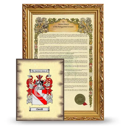 Cherill Framed History and Coat of Arms Print - Gold