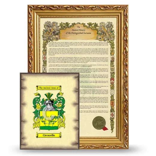 Ciccarello Framed History and Coat of Arms Print - Gold
