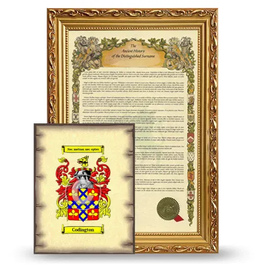 Codington Framed History and Coat of Arms Print - Gold