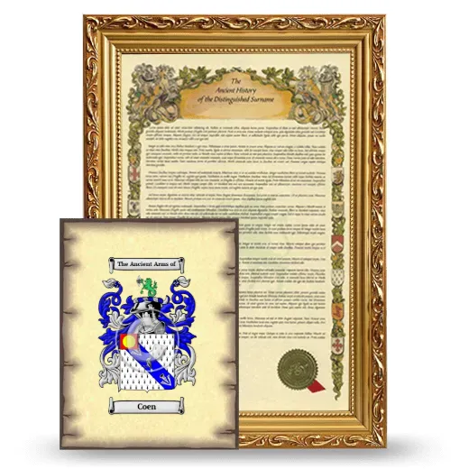 Coen Framed History and Coat of Arms Print - Gold