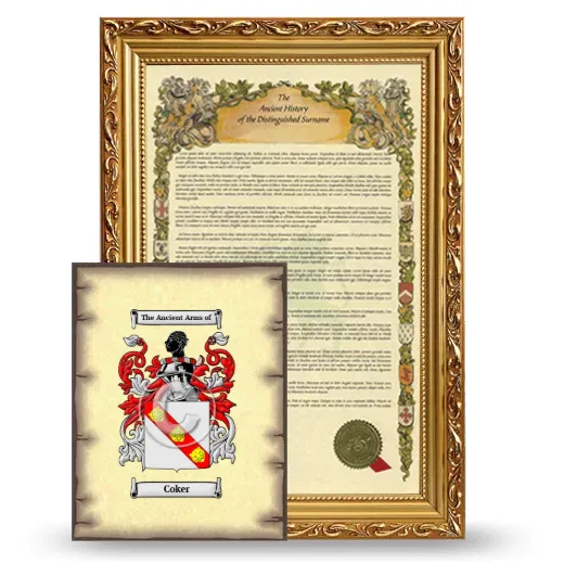 Coker Framed History and Coat of Arms Print - Gold