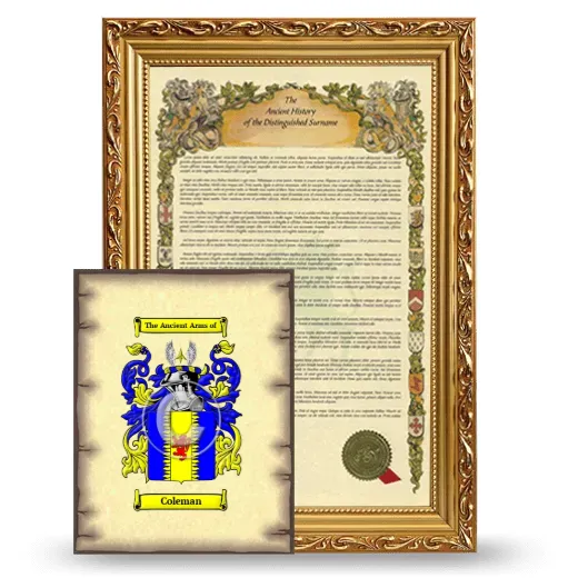 Coleman Framed History and Coat of Arms Print - Gold