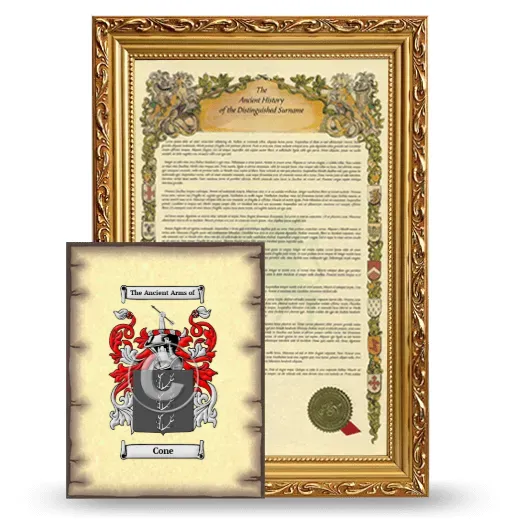 Cone Framed History and Coat of Arms Print - Gold
