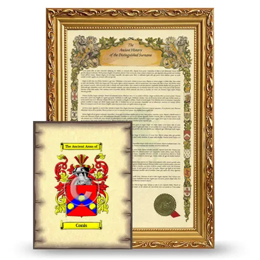 Conis Framed History and Coat of Arms Print - Gold