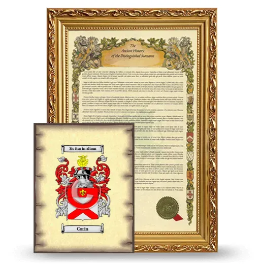 Corin Framed History and Coat of Arms Print - Gold