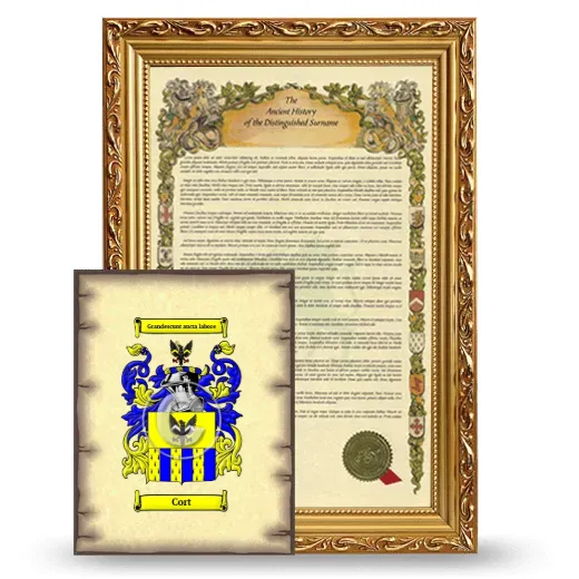 Cort Framed History and Coat of Arms Print - Gold
