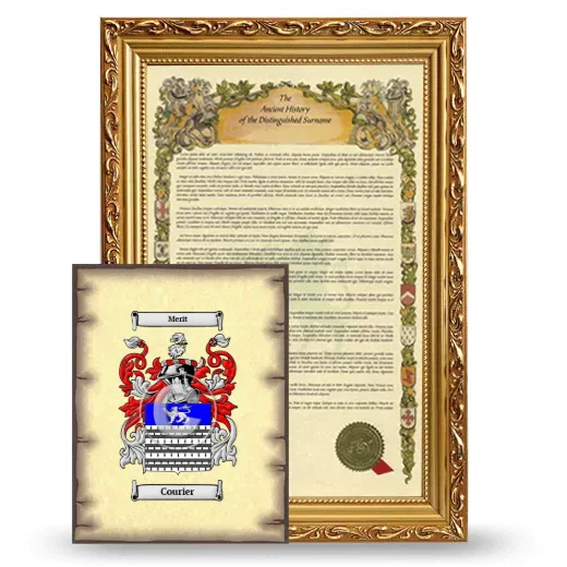 Courier Framed History and Coat of Arms Print - Gold