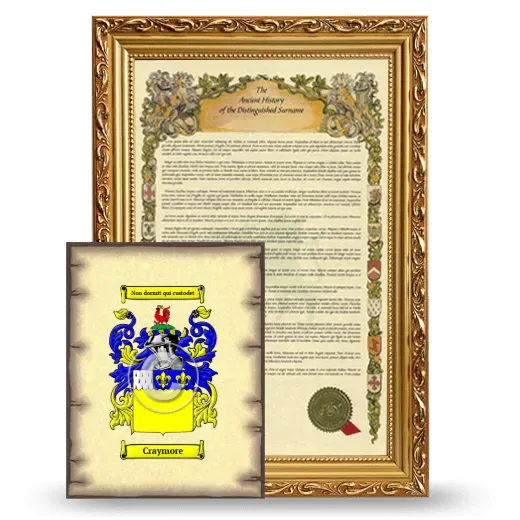Craymore Framed History and Coat of Arms Print - Gold
