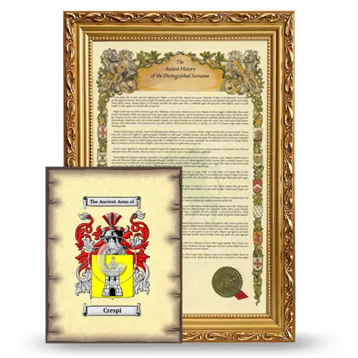 Crespi Framed History and Coat of Arms Print - Gold