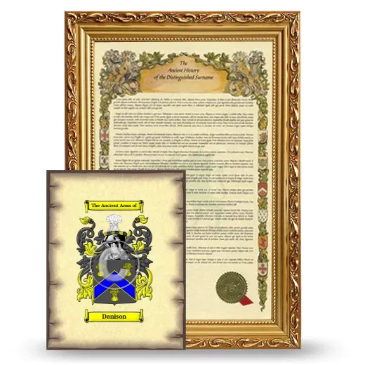 Danison Framed History and Coat of Arms Print - Gold