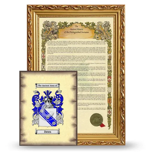 Dawn Framed History and Coat of Arms Print - Gold