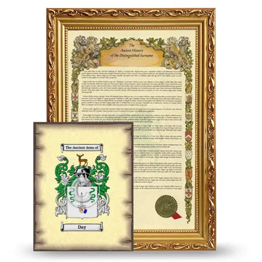 Day Framed History and Coat of Arms Print - Gold