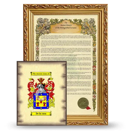 De la casa Framed History and Coat of Arms Print - Gold