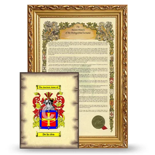 De la riva Framed History and Coat of Arms Print - Gold