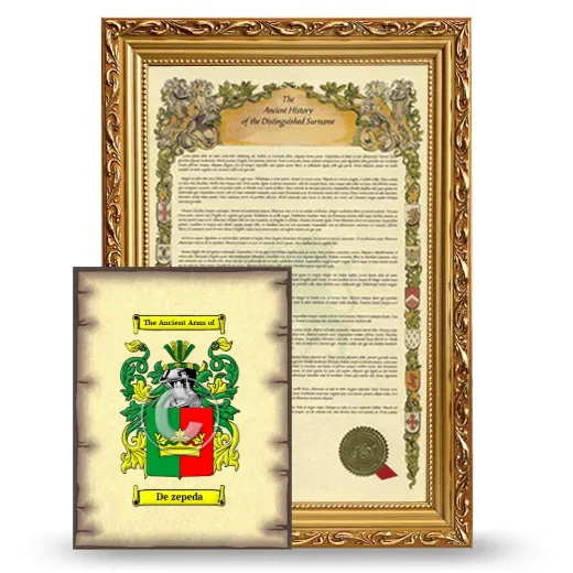 De zepeda Framed History and Coat of Arms Print - Gold