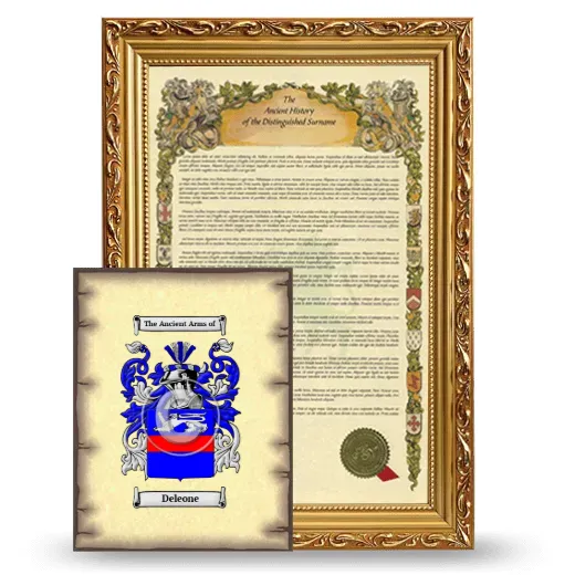 Deleone Framed History and Coat of Arms Print - Gold