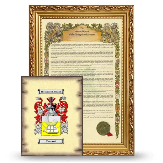 Denaut Framed History and Coat of Arms Print - Gold