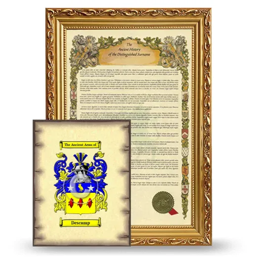 Descamp Framed History and Coat of Arms Print - Gold