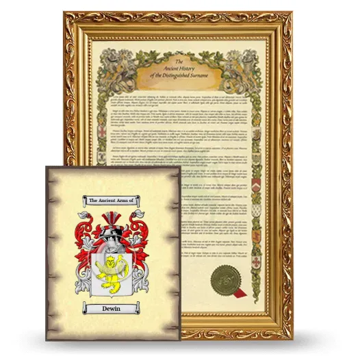 Dewin Framed History and Coat of Arms Print - Gold