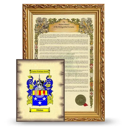 Dixion Framed History and Coat of Arms Print - Gold